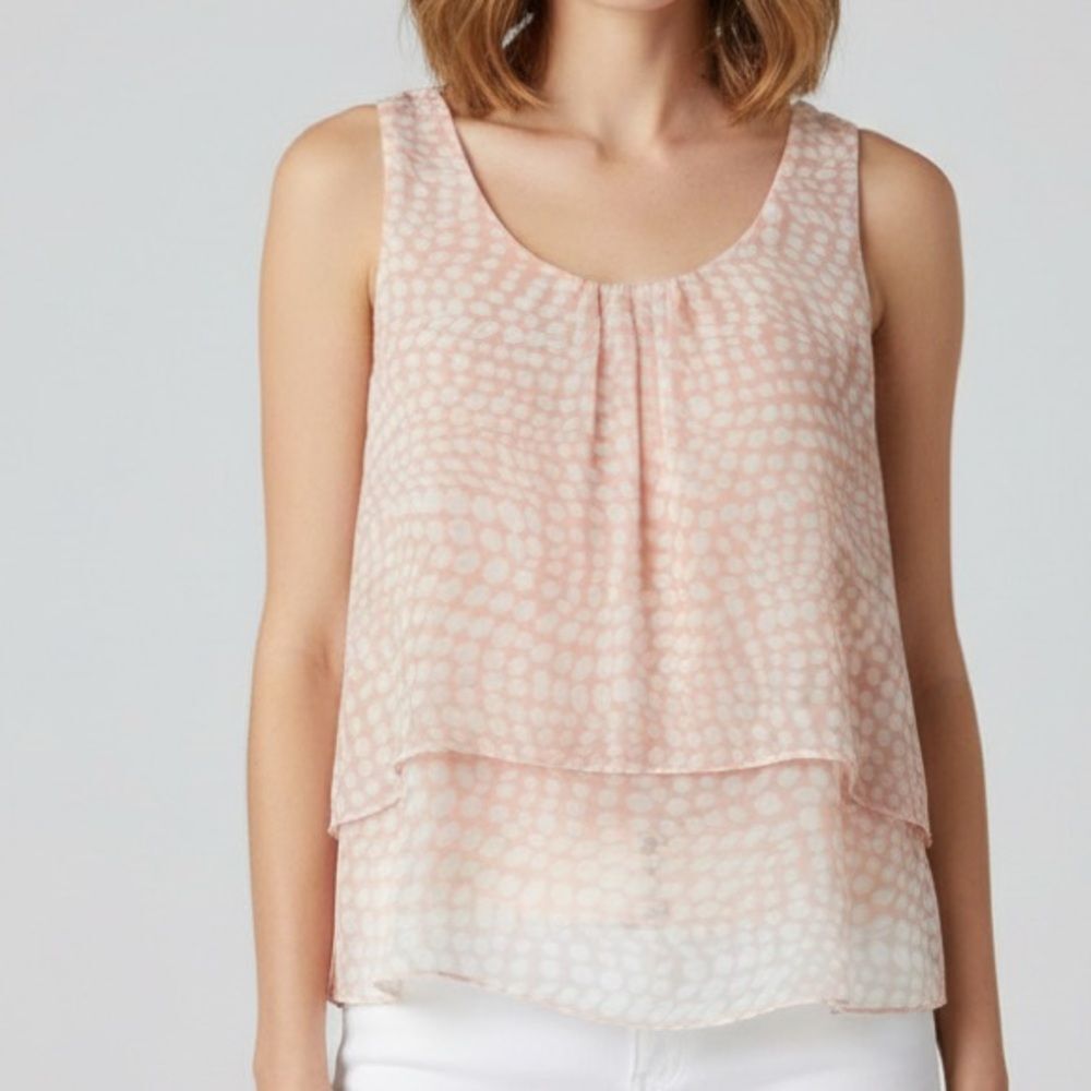 Forever 21 Women's Pink Coral/White Dot Camisole Layered Sleeveless sz SM